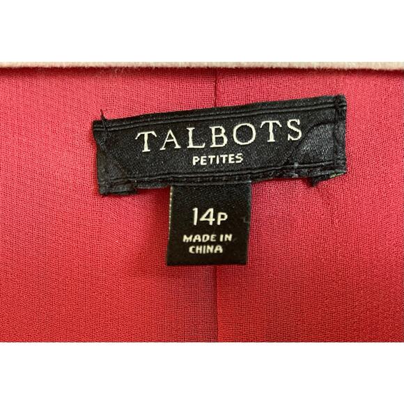 Talbots Swing Dress Sz 14P Floral Red Cream Ruching Chiffon Lined Feminine Girly - Picture 3 of 11